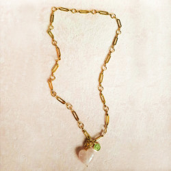 naszyjnik z sercem z kwarcu różowego love