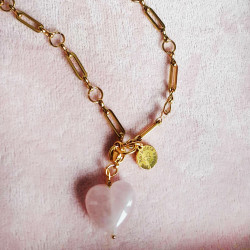 naszyjnik z sercem z kwarcu różowego love