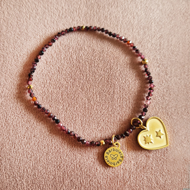 bransoletka z granatami i sercem