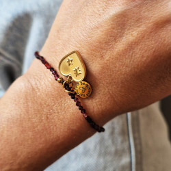 bransoletka z granatami i sercem