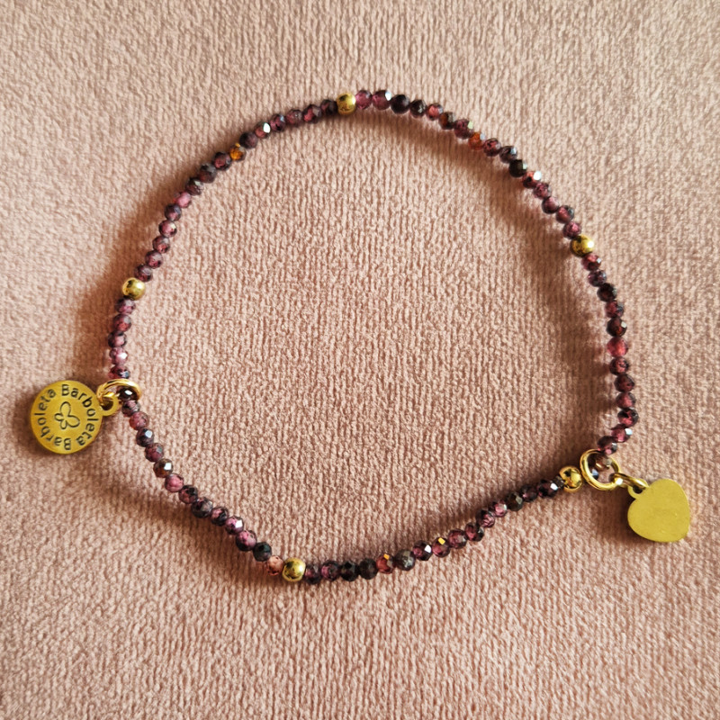 bransoletka z granatami & mini serduszko