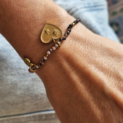 bransoletka z rodonitów & serce