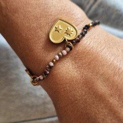 bransoletka z rodonitów & serce