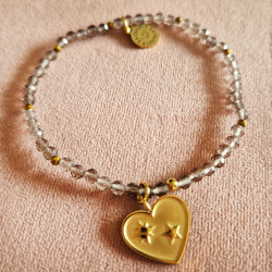 bransoletka z kwarcu dymnego & serduszko