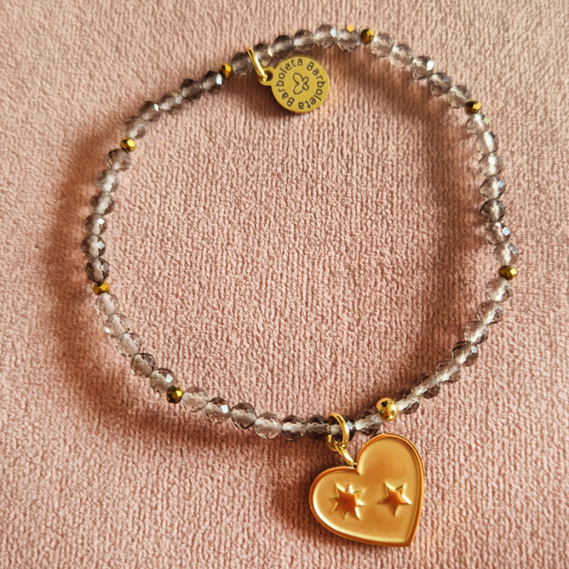 bransoletka z kwarcu dymnego & serduszko