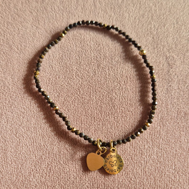 bransoletka z bronzytu z serduszkiem