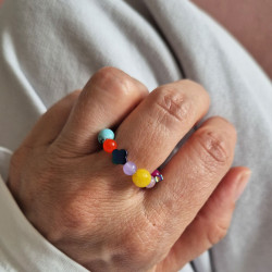 pierścionek z kamieni naturalnych multi