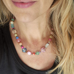 choker Tutti Frutti pink rose