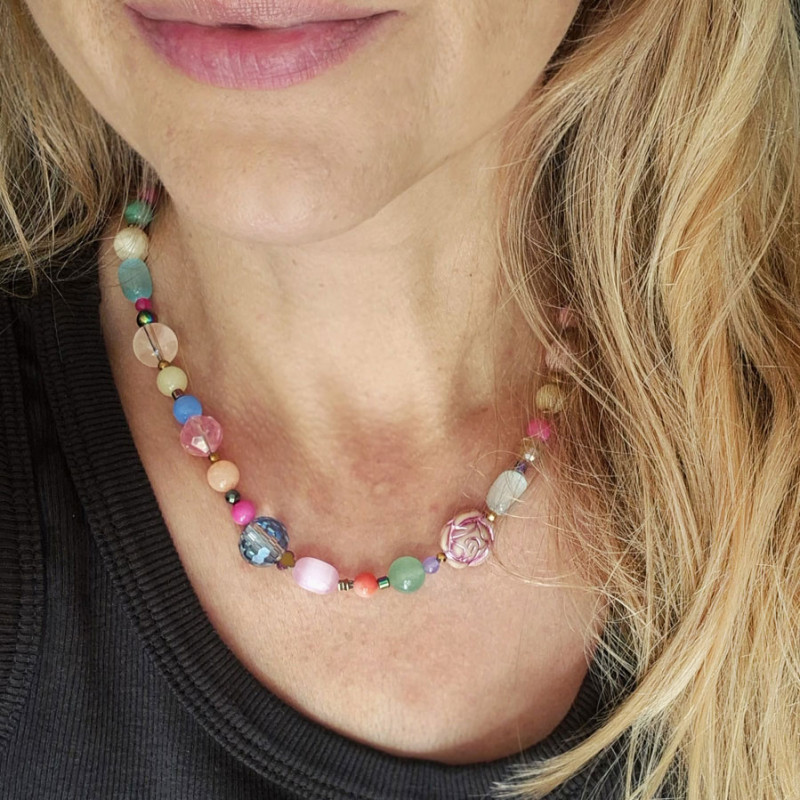 choker Tutti Frutti pink rose