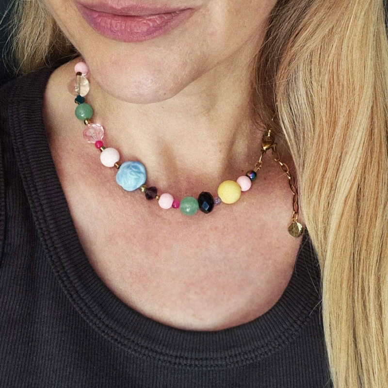 choker Confetti blue rose