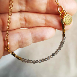 BRANSOLETKA Z KWARCU DYMNEGO