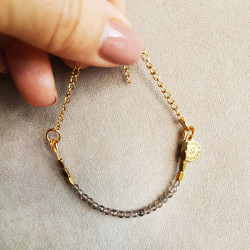 BRANSOLETKA Z KWARCU DYMNEGO