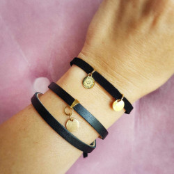 BRANSOLETKA SKÓRZANA NERO