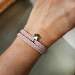 Bransoletka zamszowa z gwiazdką pink