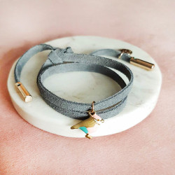 Bransoletka zamszowa z ptaszkiem