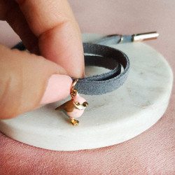 Bransoletka zamszowa z ptaszkiem